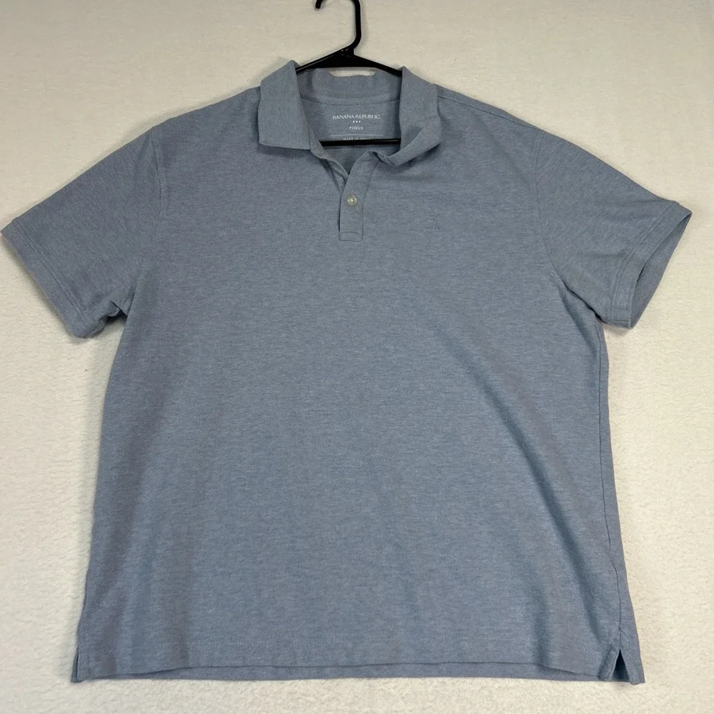 Banana Republic Polo Shirt Mens XL Blue Knit Pique Golf Short Sleeve